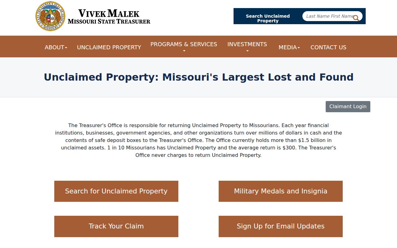Cape Girardeau residents directory view of Missouri unclaimed-property search